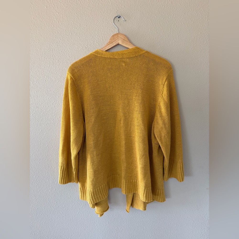 Eileen Fisher 100% Hemp Golden Yellow Knit Open Front Cardigan Size 1X - Picture 7 of 8